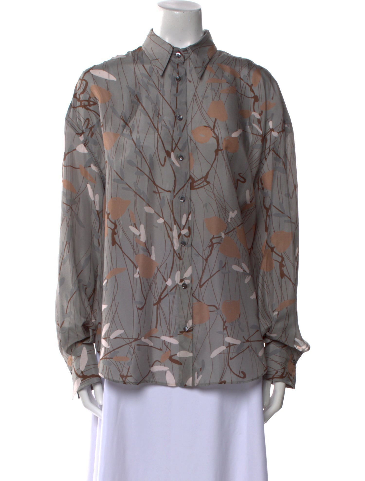 Brunello Cucinelli Silk Printed Button-Up Top