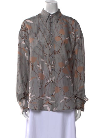 Brunello Cucinelli Silk Printed Button-Up Top