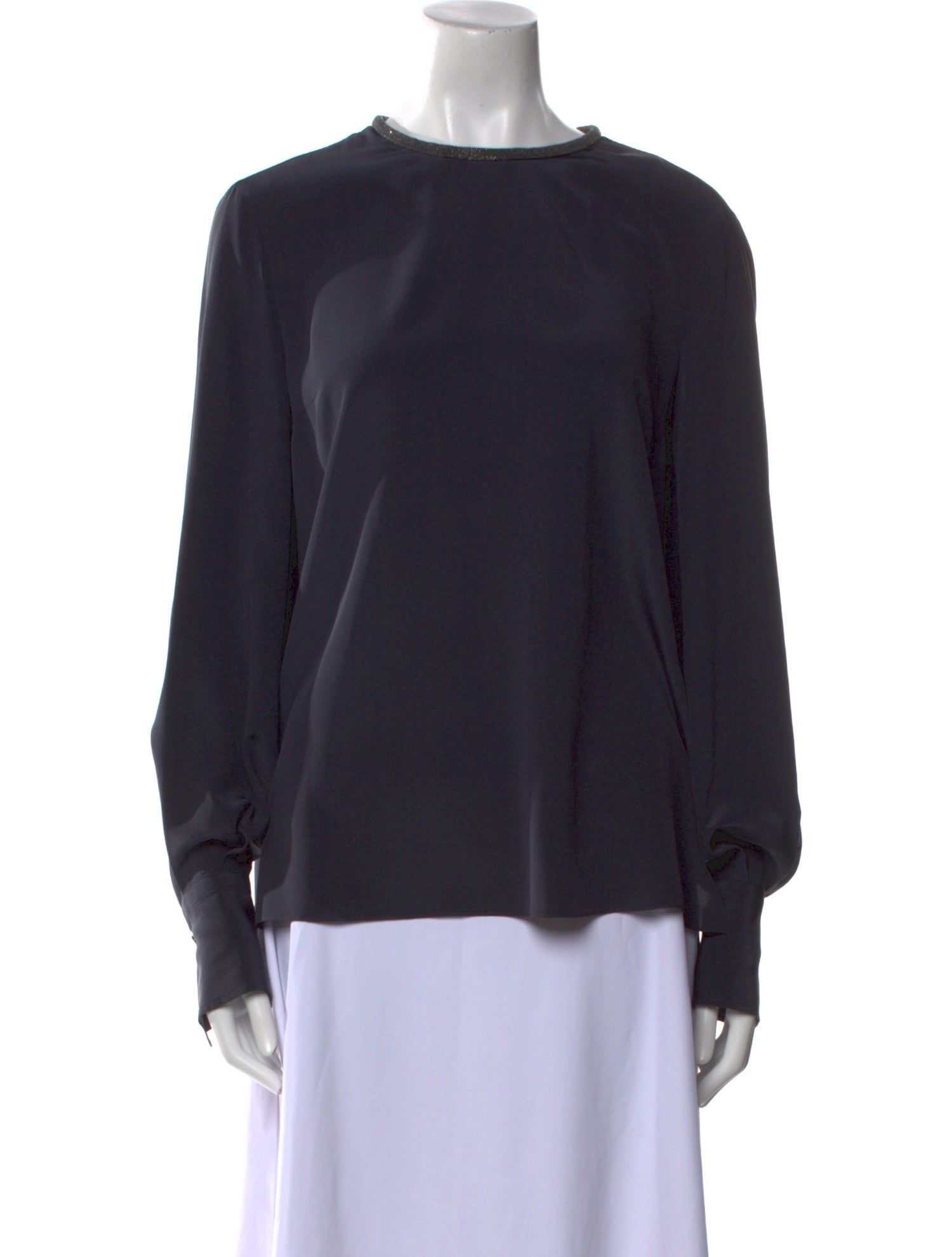 Brunello Cucinelli Silk Crew Neck Blouse