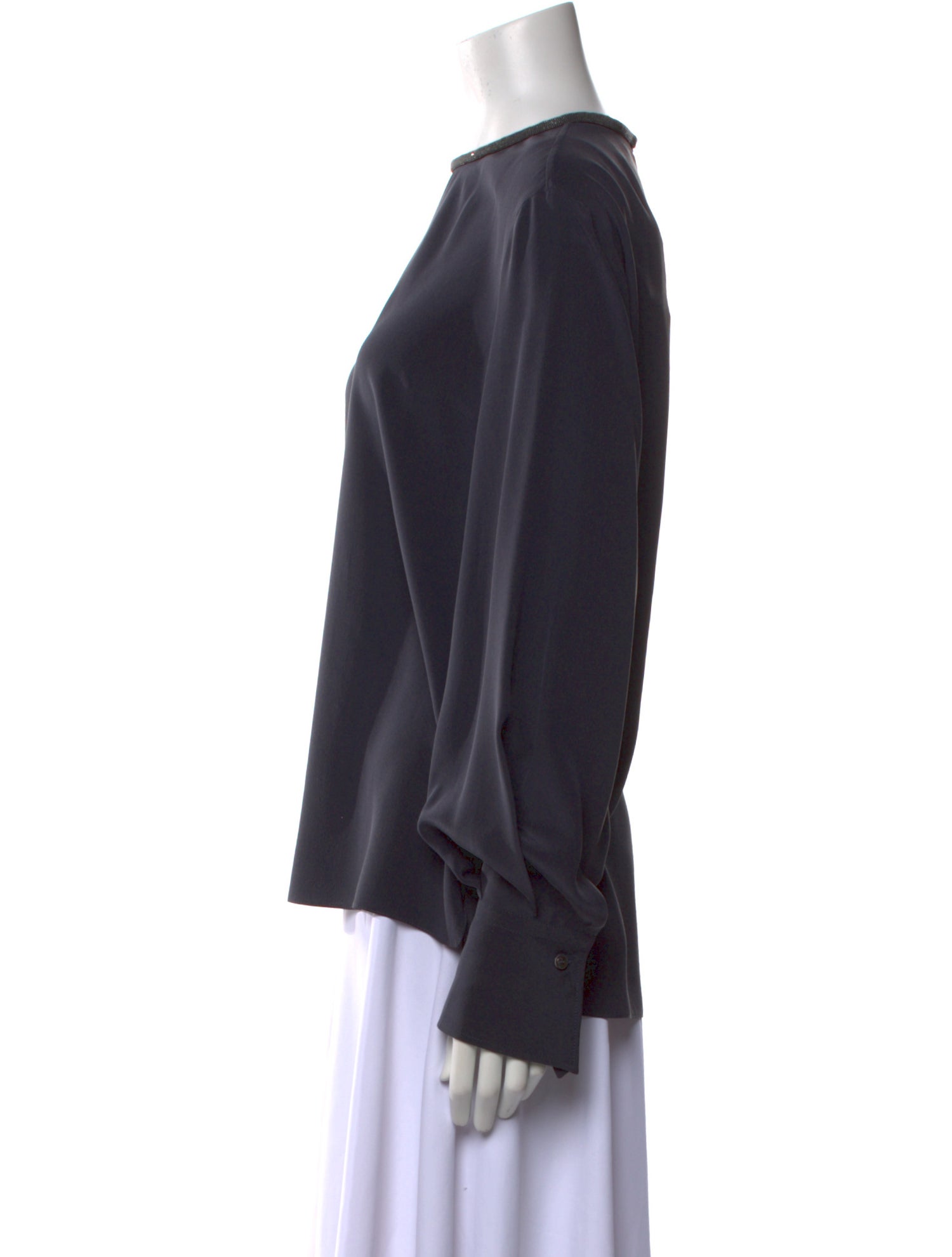 Brunello Cucinelli Silk Crew Neck Blouse