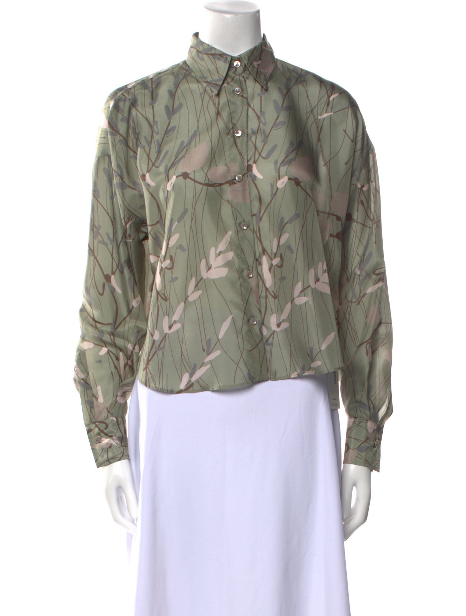 Brunello Cucinelli Silk Printed Button-Up Top