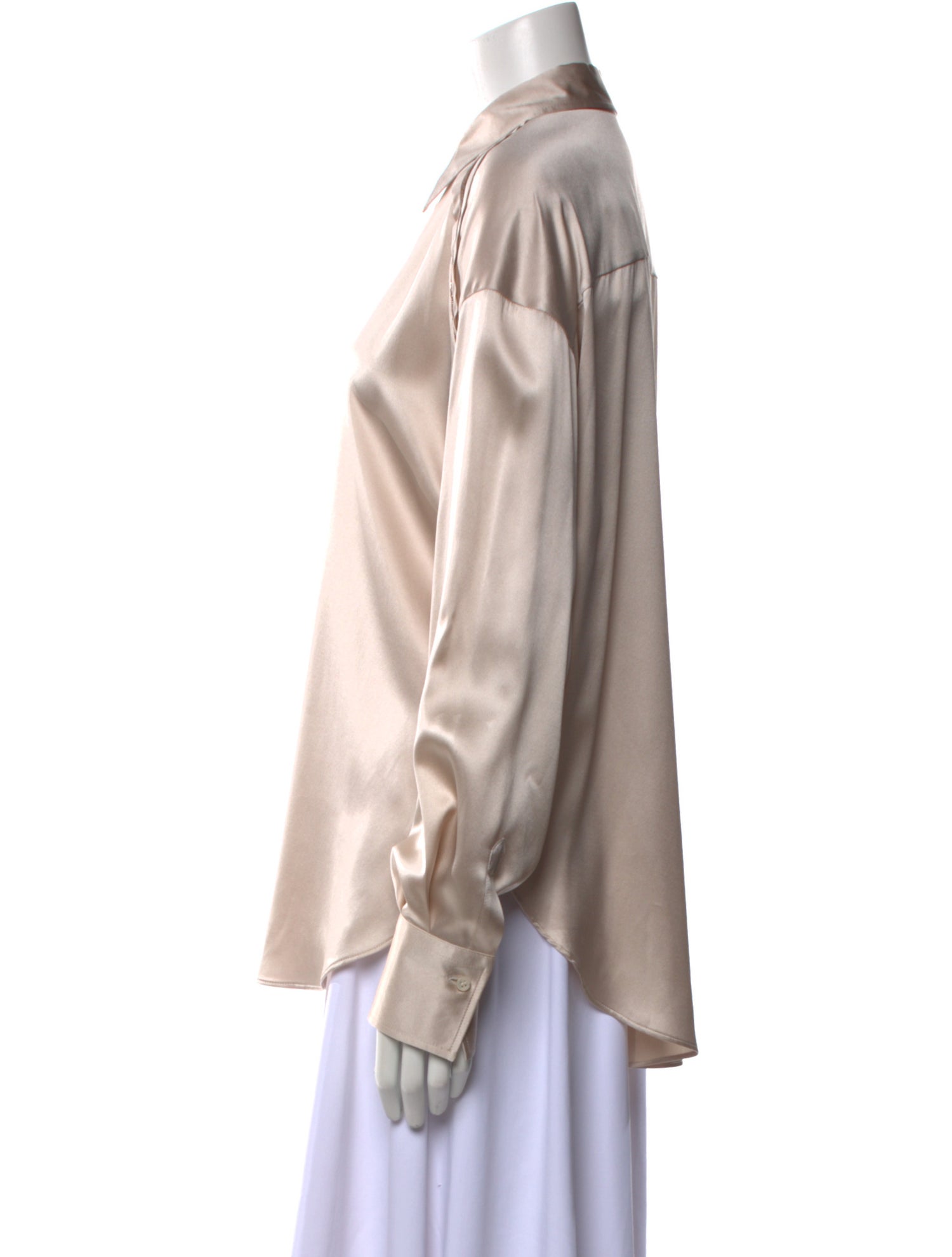 Brunello Cucinelli Silk Long Sleeve Button-Up Top