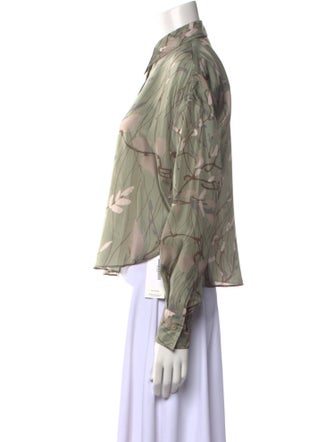 Brunello Cucinelli Silk Floral Print Button-Up Top