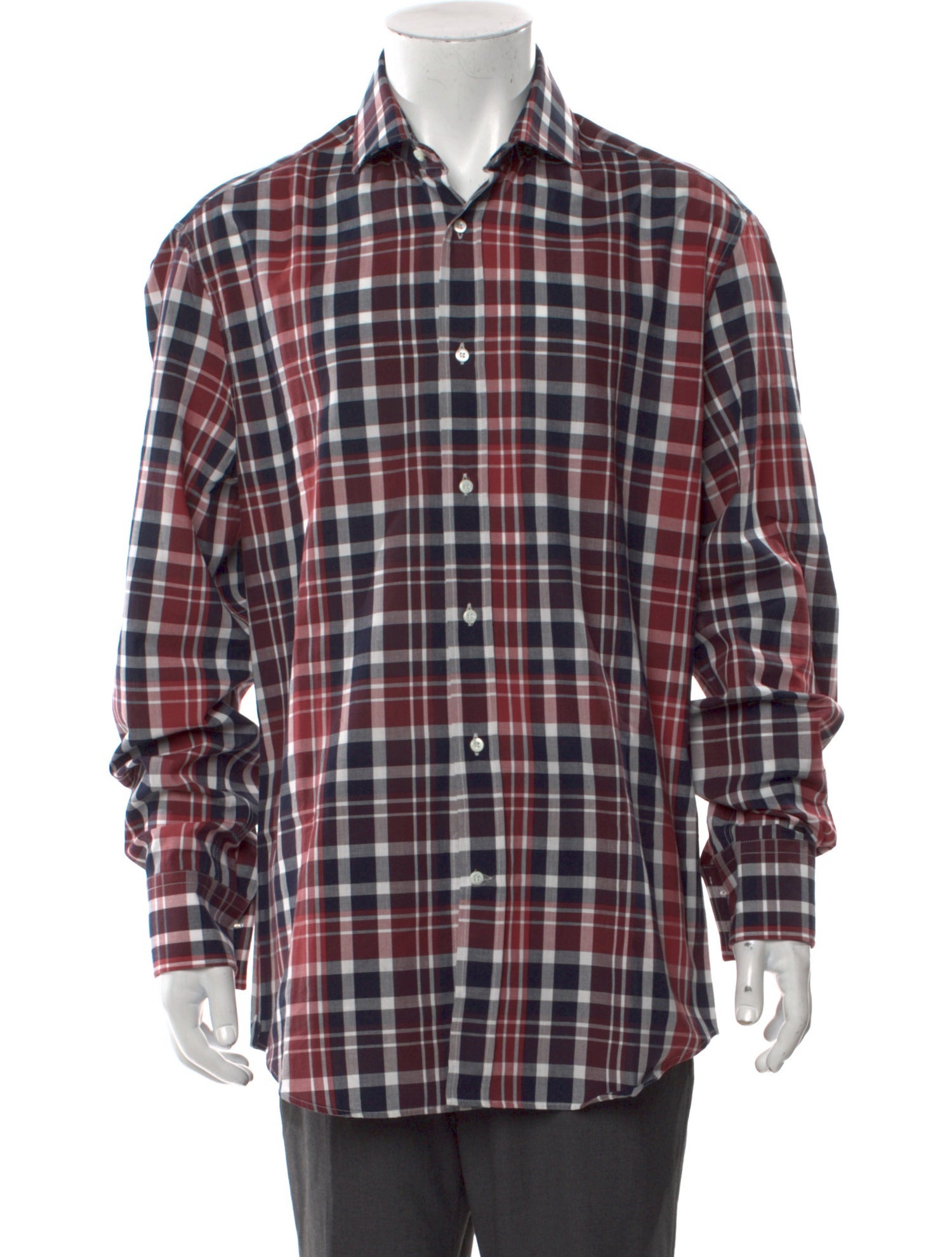 Brunello Cucinelli Plaid Print Long Sleeve Shirt