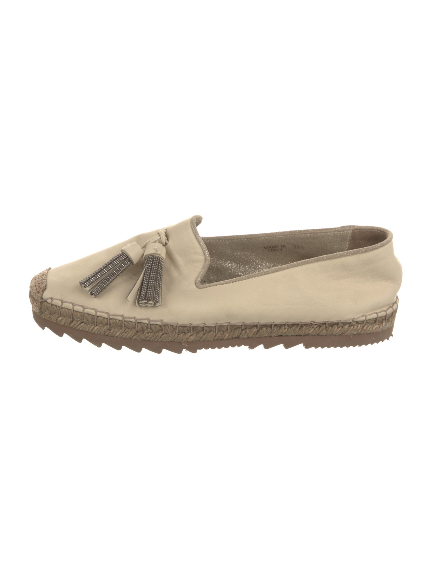 Brunello Cucinelli Leather Tassel Accents Espadrilles