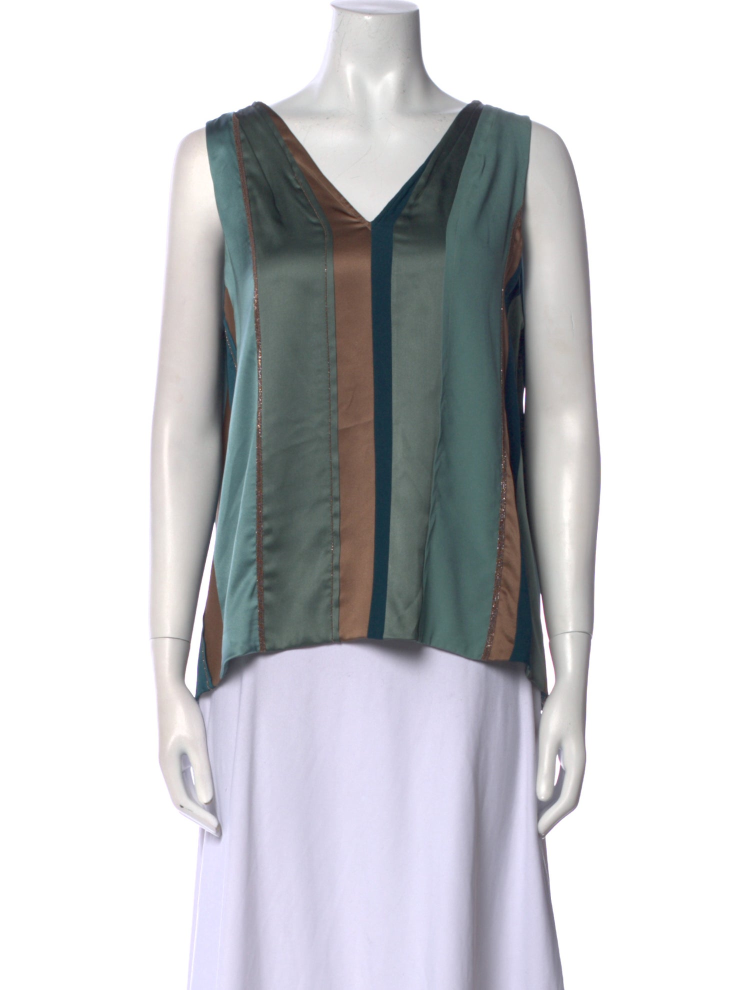 Brunello Cucinelli Silk Striped Top