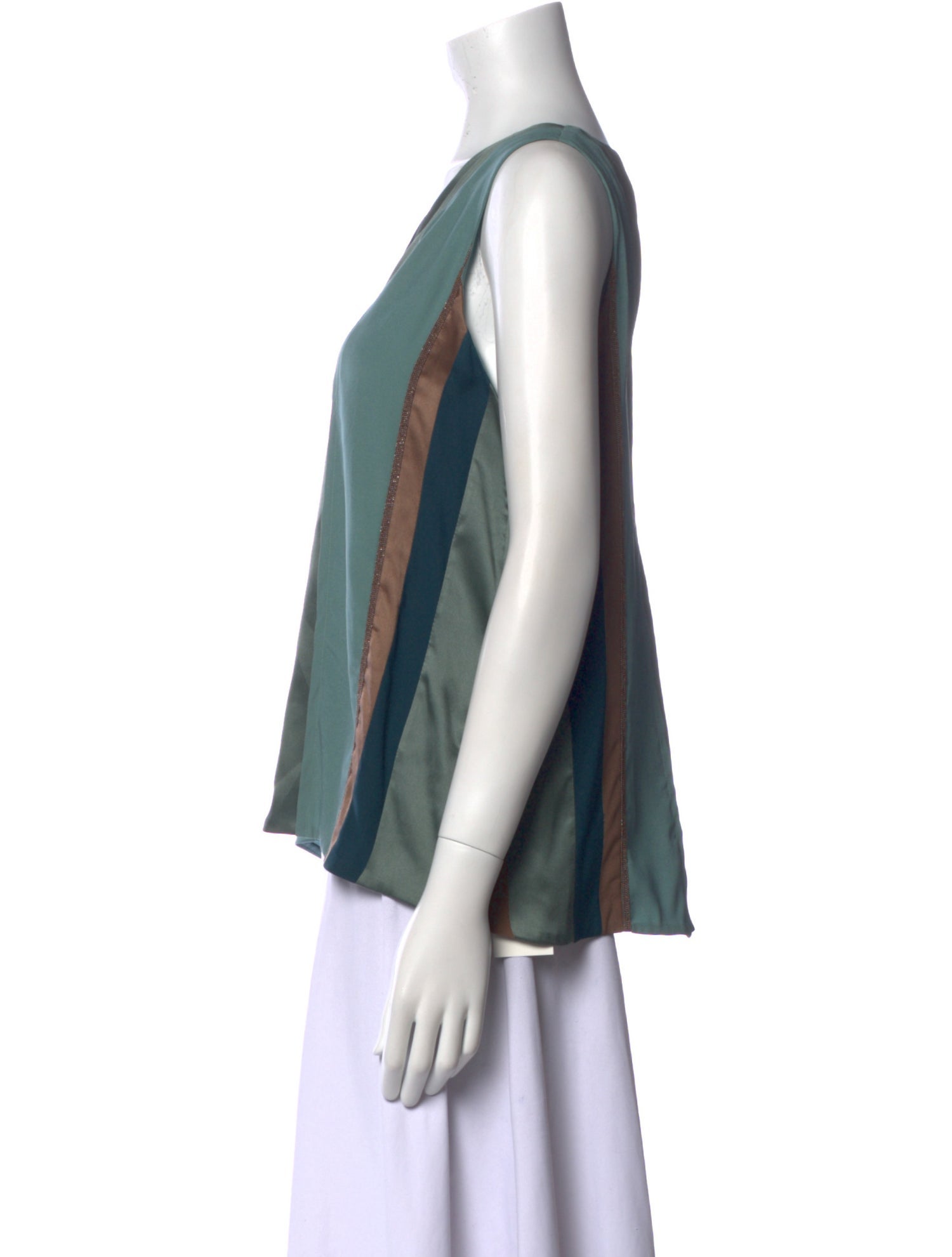 Brunello Cucinelli Silk Striped Top