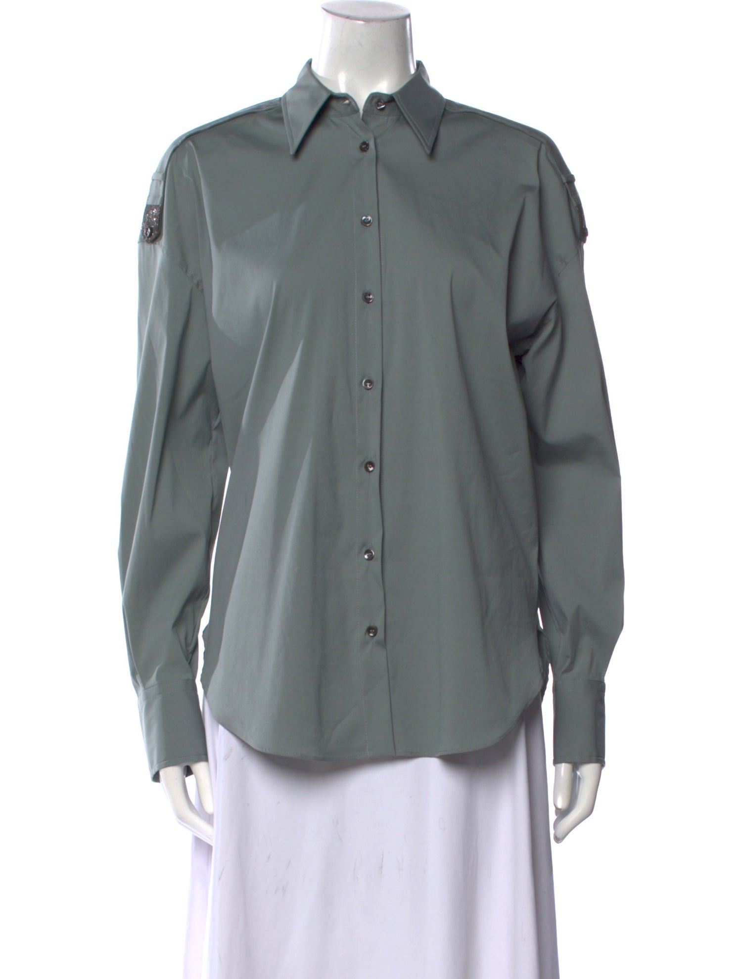 Brunello Cucinelli Long Sleeve Button-Up Top