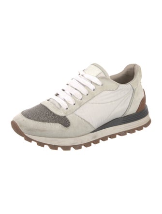 Brunello Cucinelli Suede Colorblock Pattern Sneakers