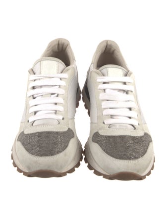 Brunello Cucinelli Suede Colorblock Pattern Sneakers