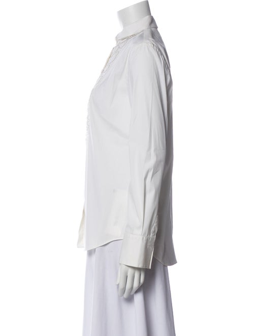 Brunello Cucinelli Mock Neck Long Sleeve Button-Up Top