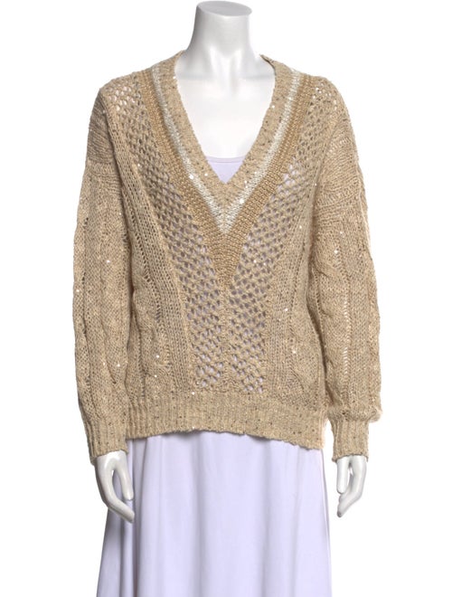 Brunello Cucinelli Linen V-Neck Sweater
