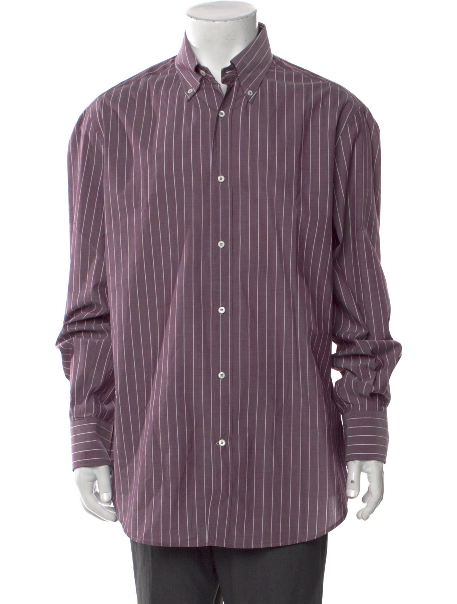 Brunello Cucinelli Striped Long Sleeve Dress Shirt