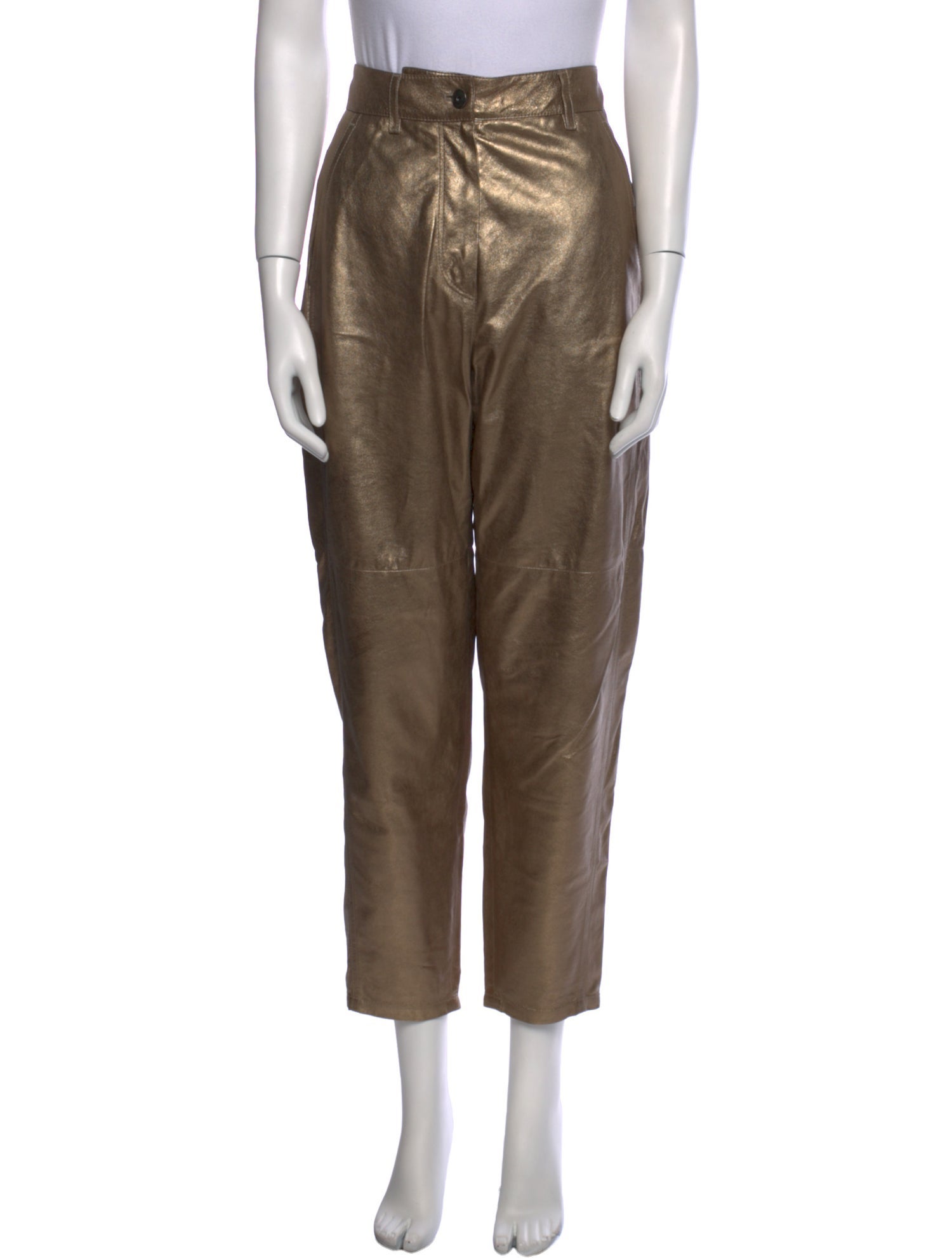 Brunello Cucinelli Leather Straight Leg Pants