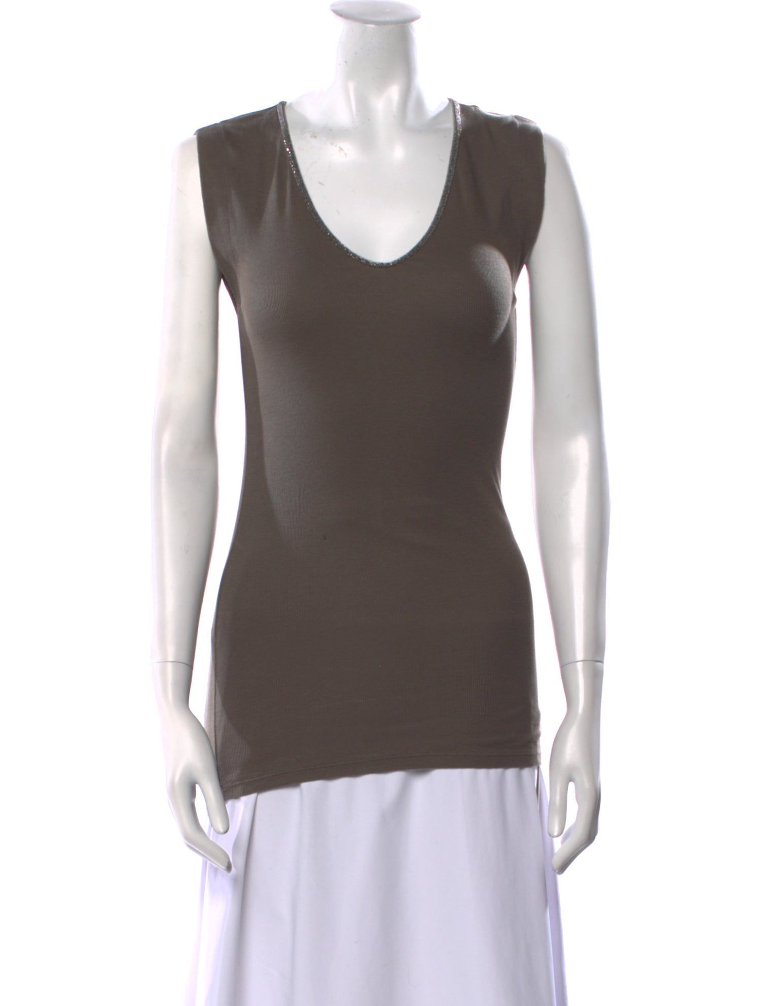 Brunello Cucinelli Scoop Neck Sleeveless Top