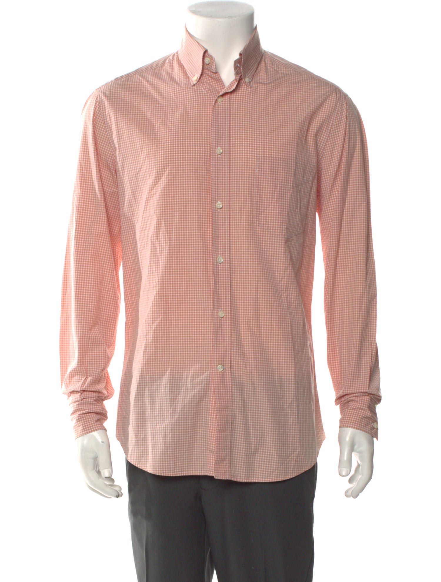 Brunello Cucinelli Plaid Print Long Sleeve Dress Shirt