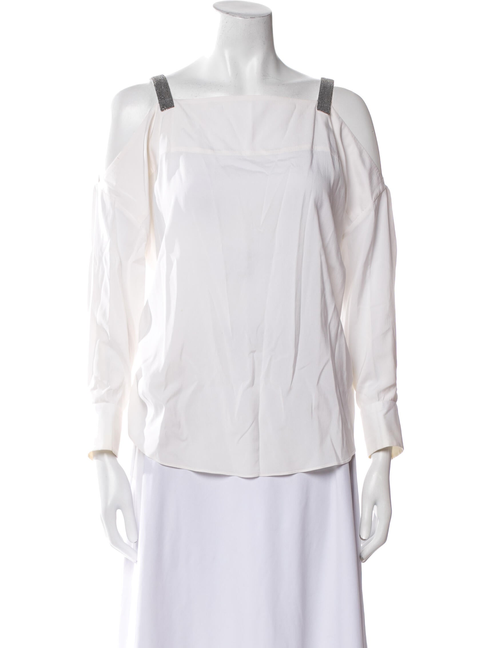 Brunello Cucinelli Silk Square Neckline Blouse