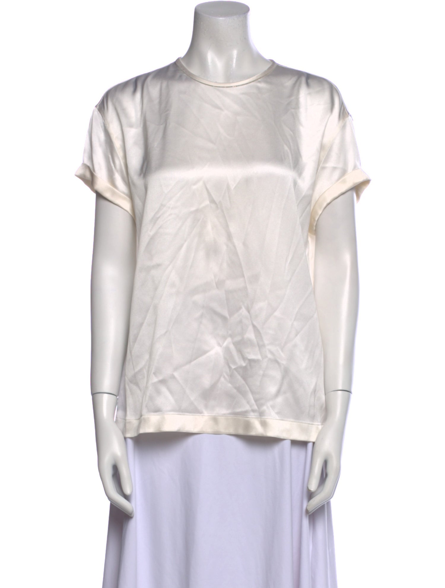 Brunello Cucinelli Silk Crew Neck Blouse