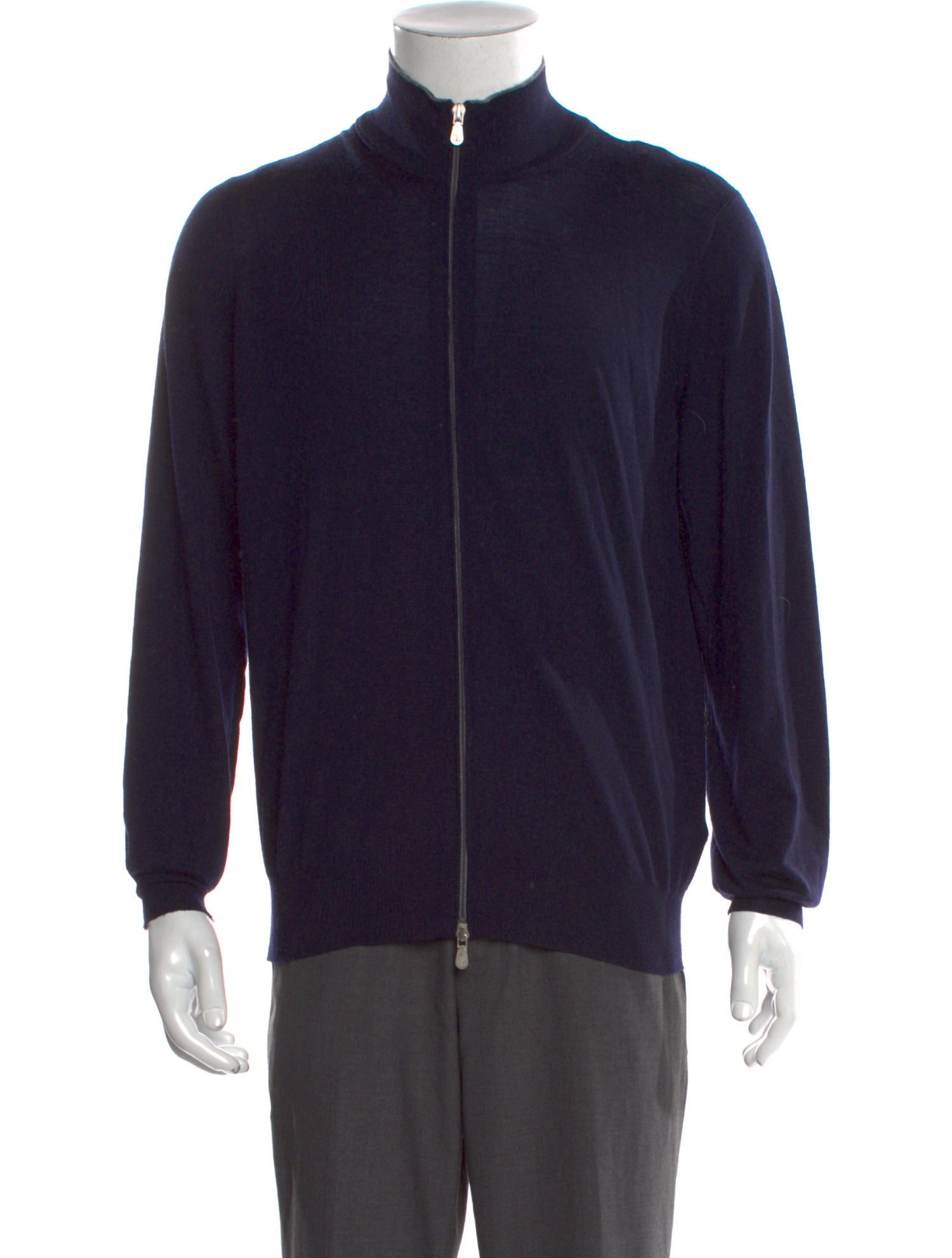 Brunello Cucinelli Virgin Wool Mock Neck Cardigan