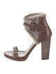 Brunello Cucinelli Leather Fur Trim Sandals