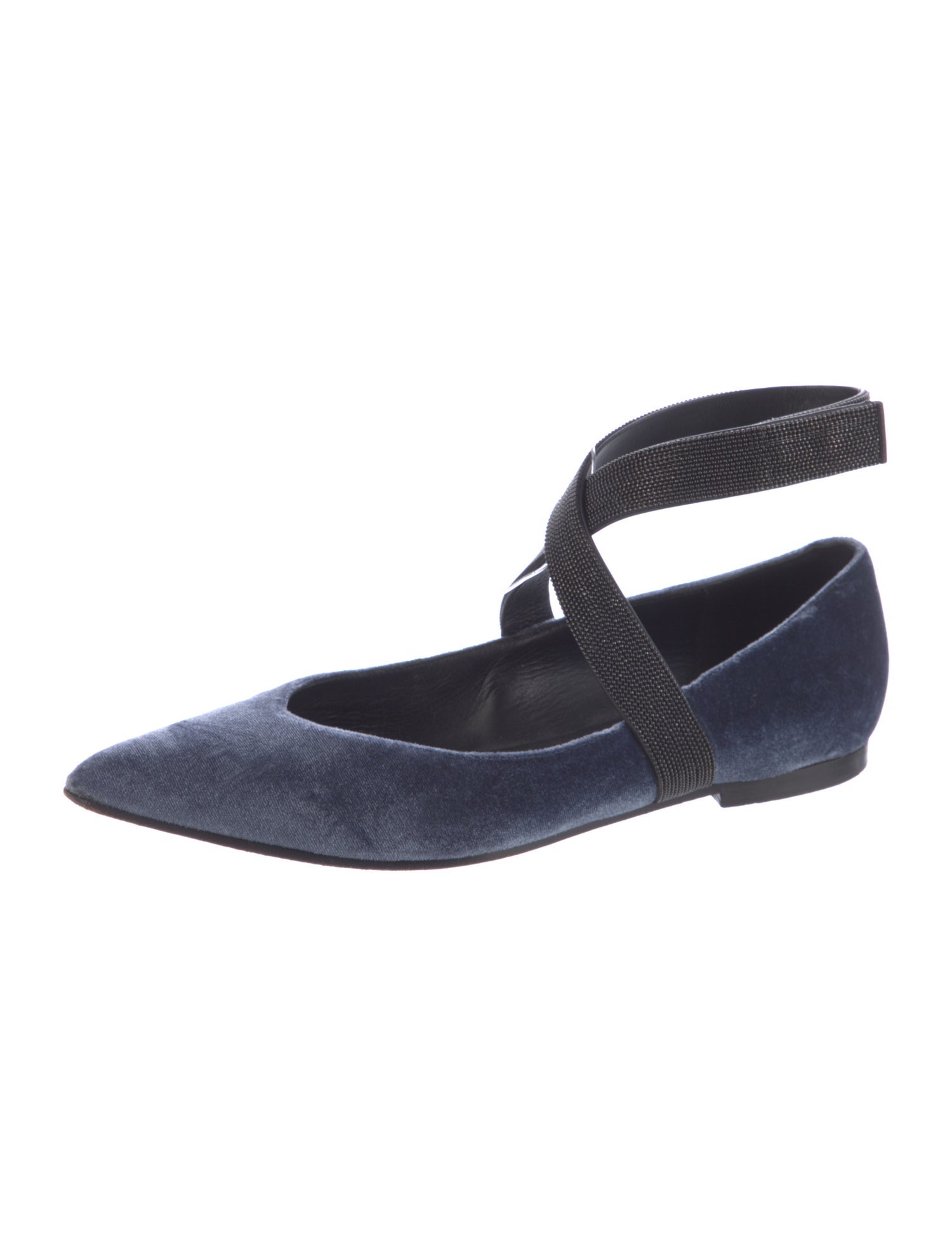 Brunello Cucinelli Velvet Beaded Accents Flats