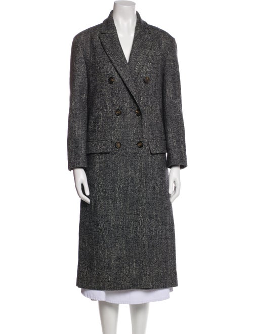 Brunello Cucinelli Virgin Wool Tweed Pattern Peacoat