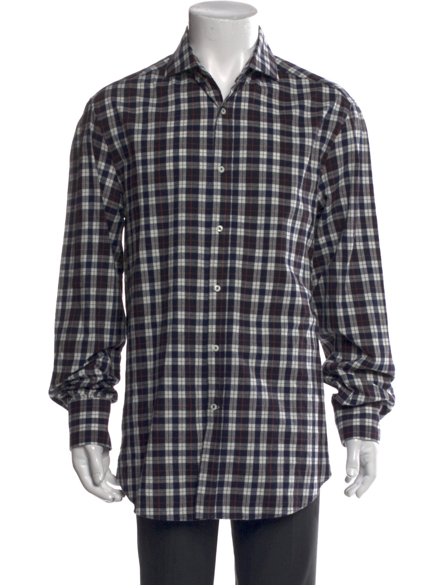 Brunello Cucinelli Plaid Print Long Sleeve Shirt