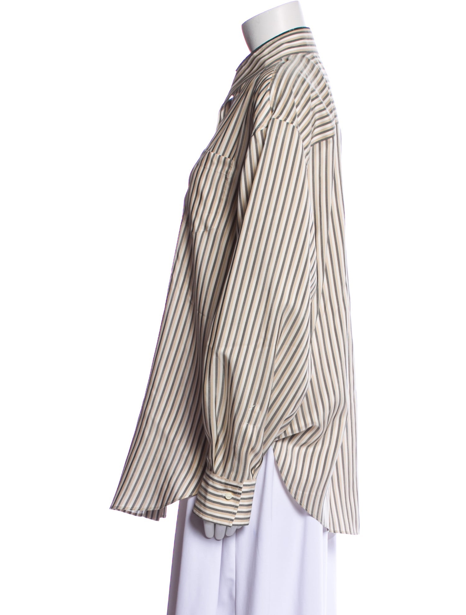 Brunello Cucinelli Silk Striped Button-Up Top