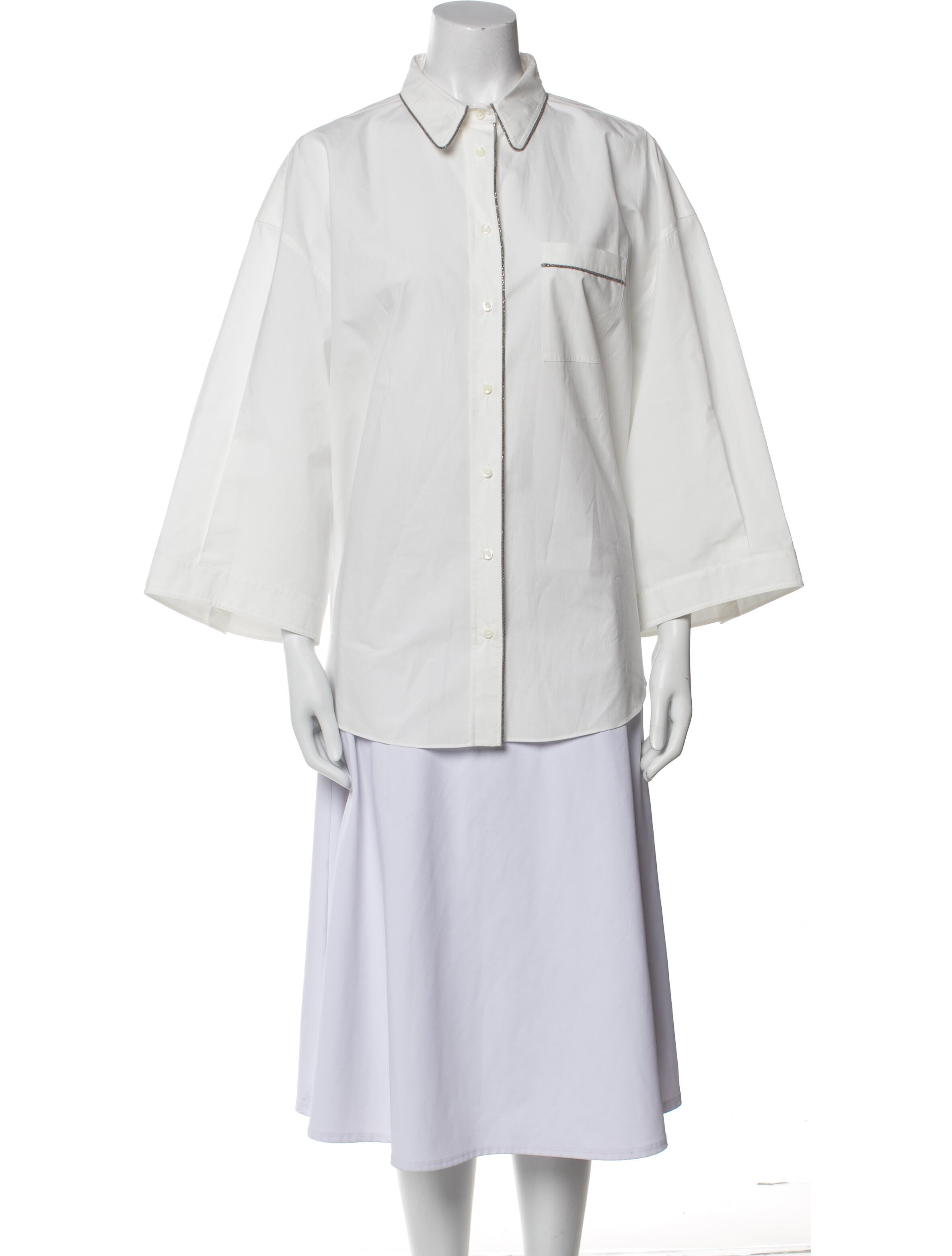 Brunello Cucinelli Long Sleeve Button-Up Top