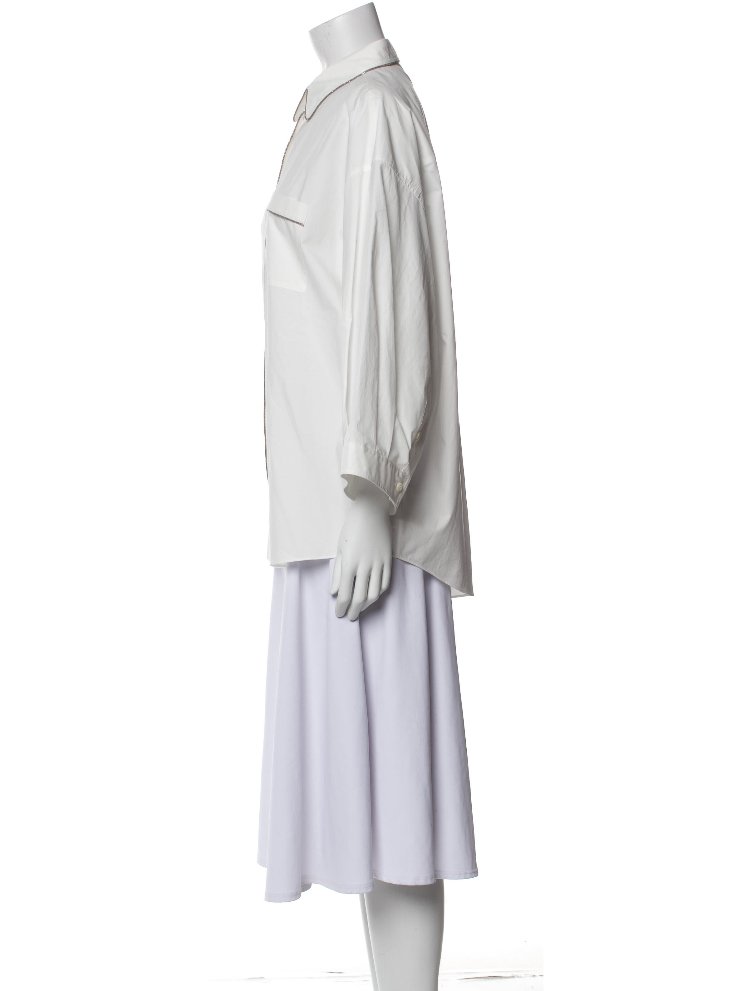 Brunello Cucinelli Long Sleeve Button-Up Top