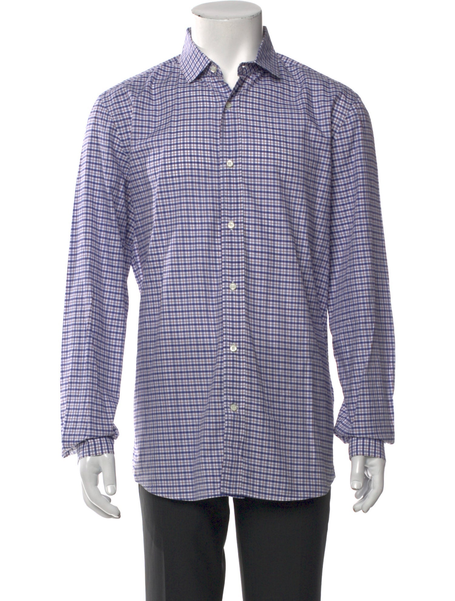 Brunello Cucinelli Plaid Print Long Sleeve Dress Shirt