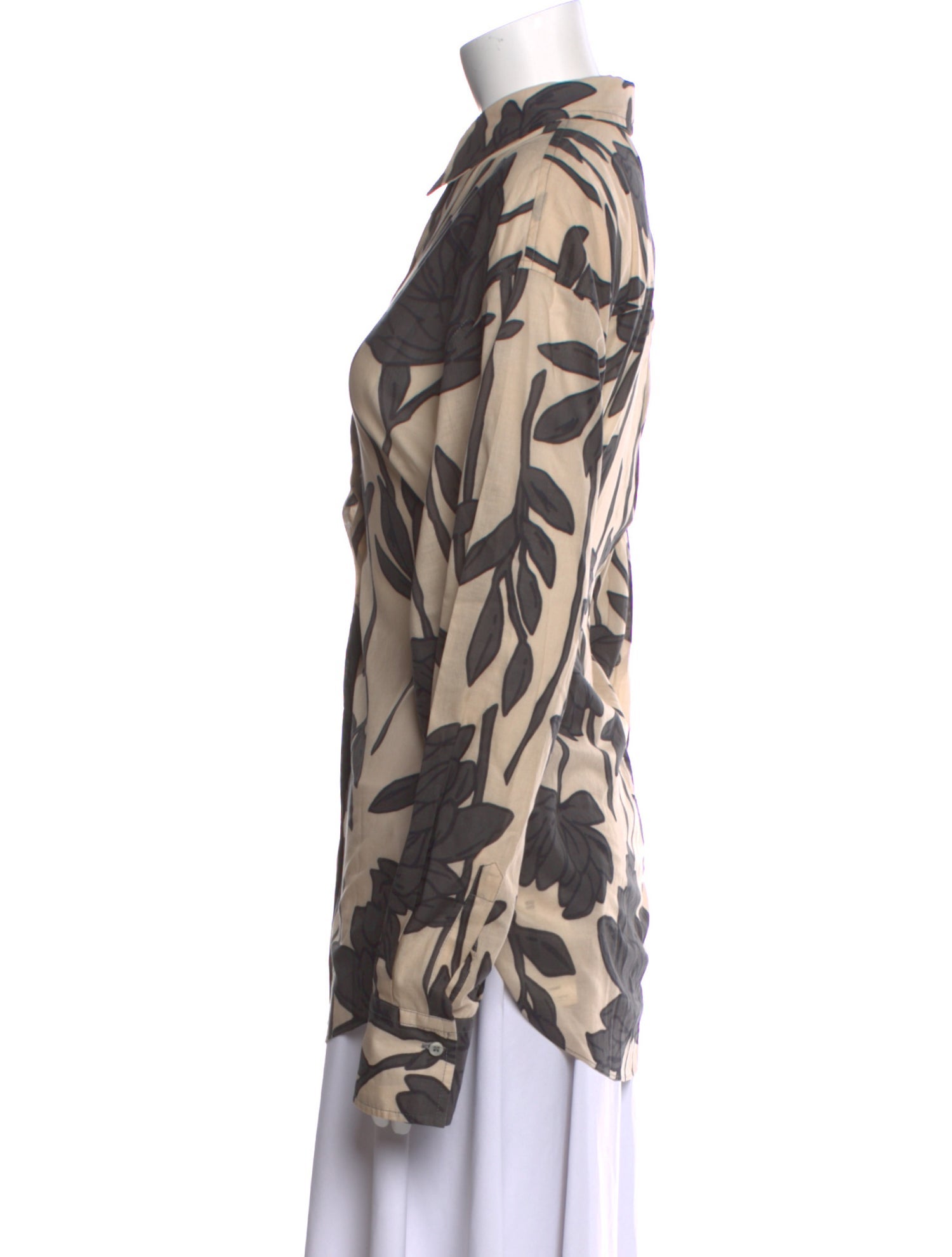 Brunello Cucinelli Printed Long Sleeve Button-Up Top