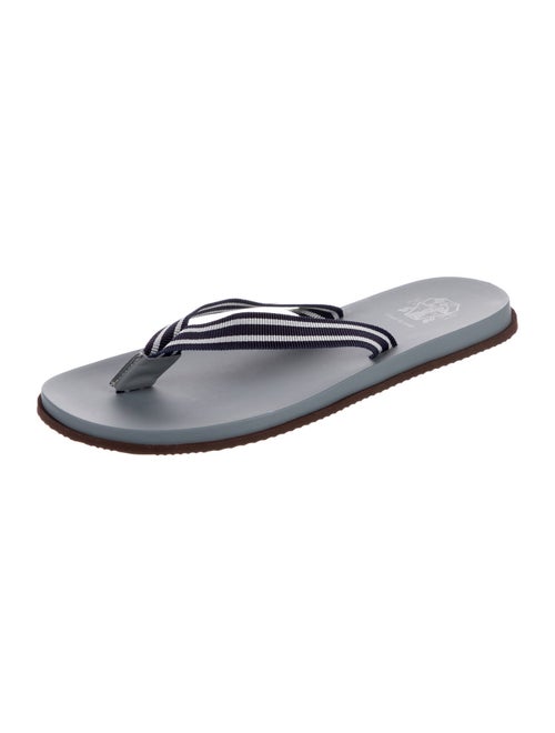 Brunello Cucinelli Canvas Striped Flip Flops