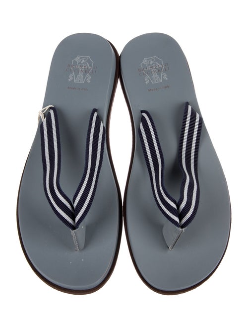 Brunello Cucinelli Canvas Striped Flip Flops