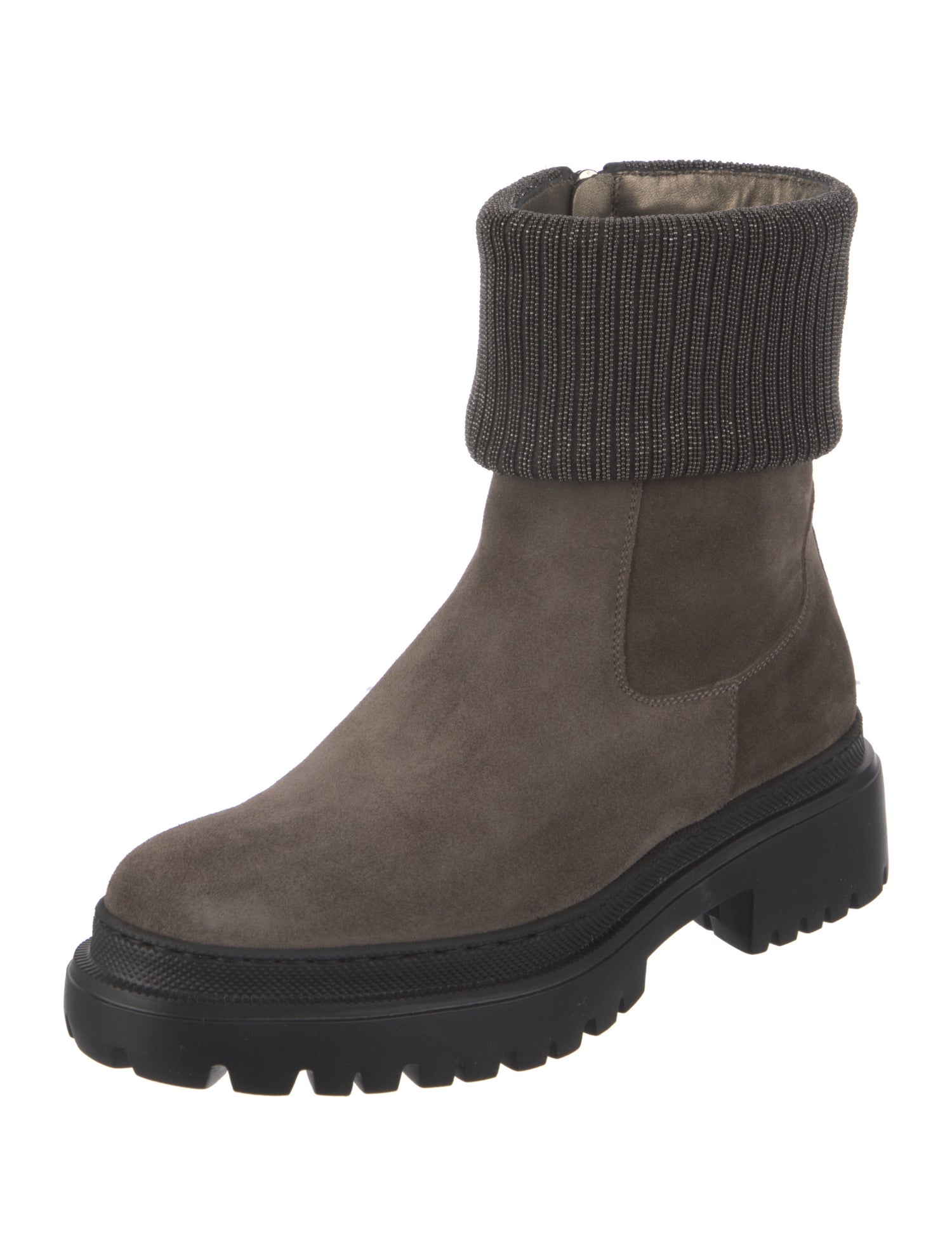 Brunello Cucinelli Monili Suede Moto Boots