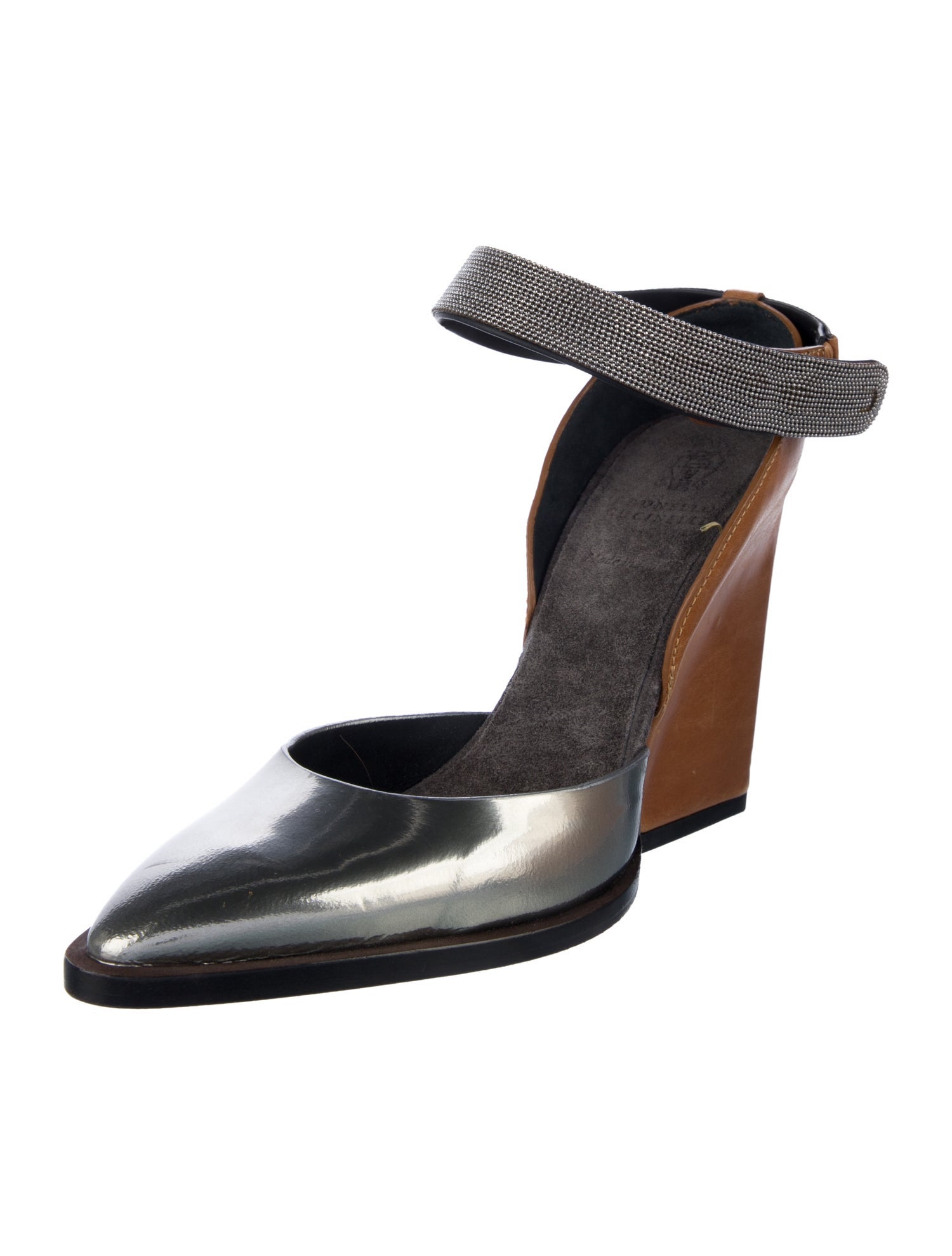 Brunello Cucinelli Monili Leather D'Orsay Pumps