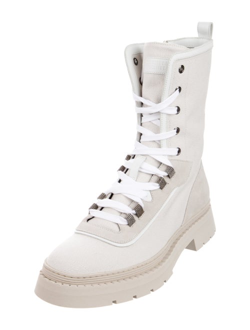 Brunello Cucinelli Monili Canvas Combat Boots