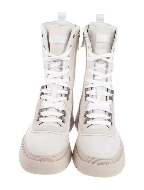Brunello Cucinelli Monili Canvas Combat Boots