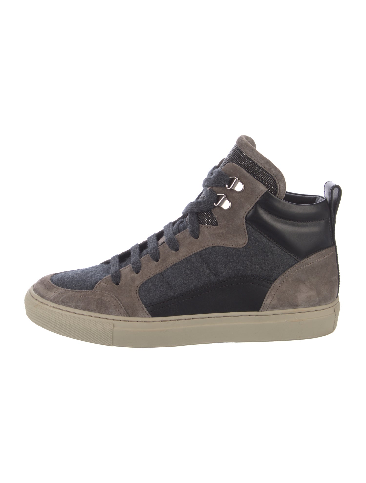 Brunello Cucinelli Suede Colorblock Pattern Sneakers