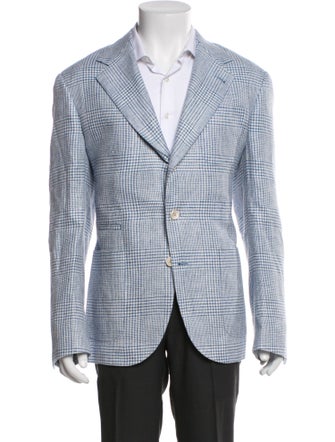 Brunello Cucinelli Linen Houndstooth Print Blazer