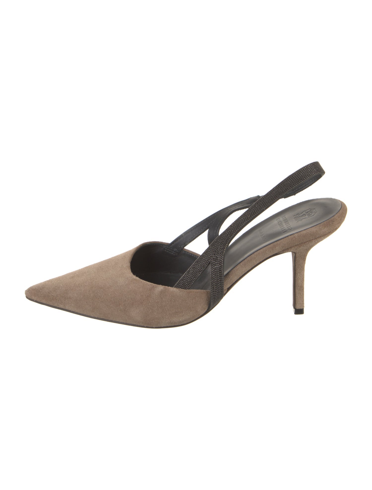 Brunello Cucinelli Monili Suede Slingback Pumps