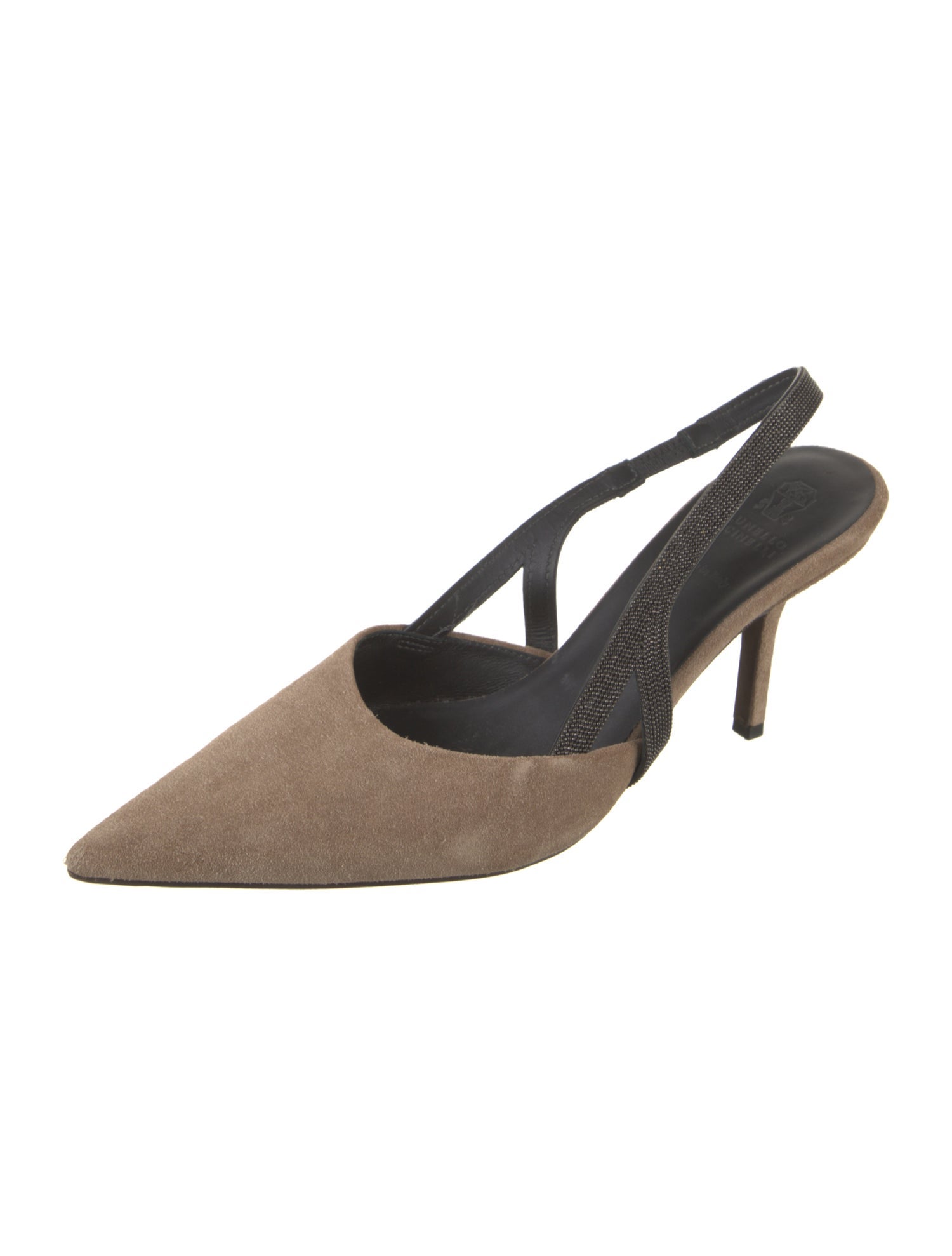 Brunello Cucinelli Monili Suede Slingback Pumps