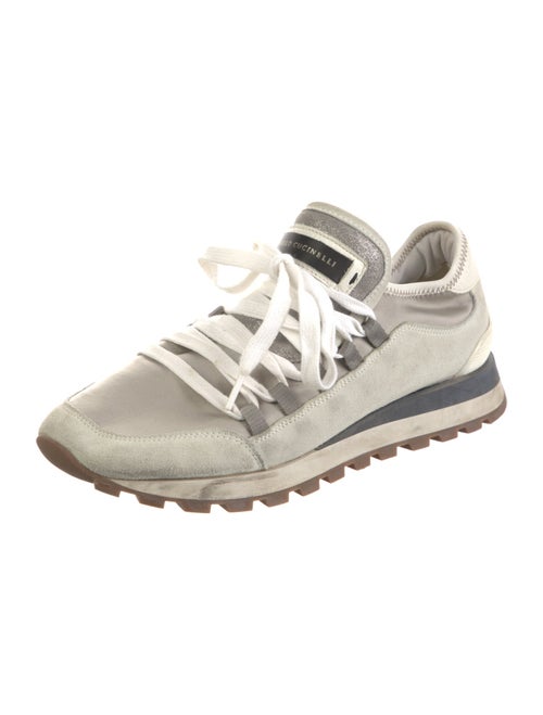 Brunello Cucinelli Suede Colorblock Pattern Sneakers