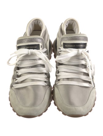 Brunello Cucinelli Suede Colorblock Pattern Sneakers