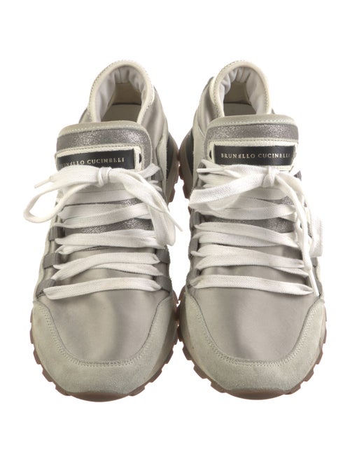 Brunello Cucinelli Suede Colorblock Pattern Sneakers