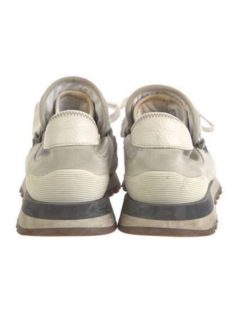 Brunello Cucinelli Suede Colorblock Pattern Sneakers