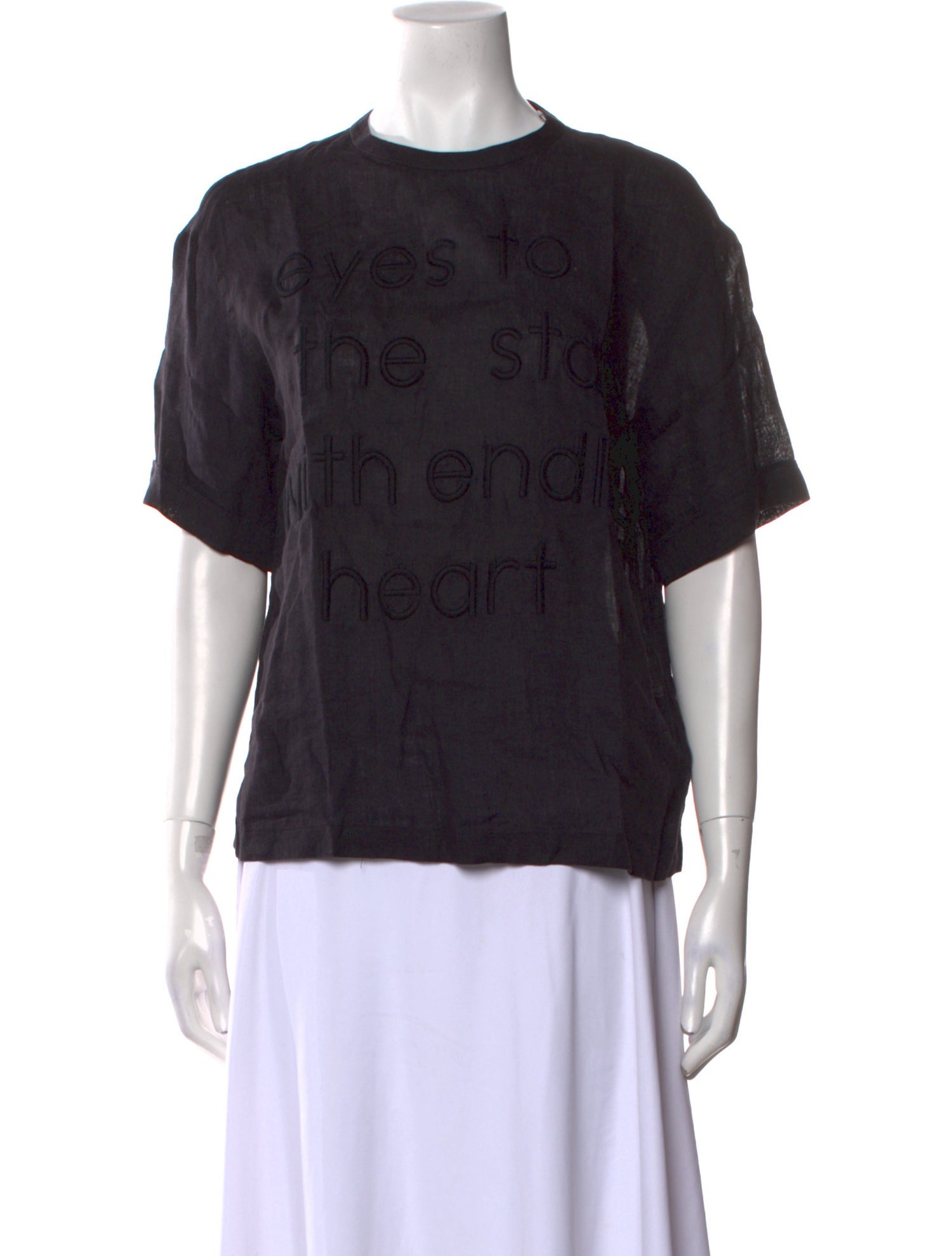 Brunello Cucinelli Linen Graphic Print T-Shirt