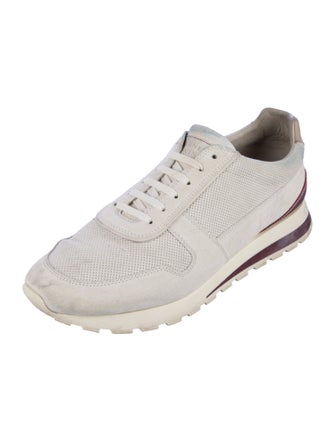 Brunello Cucinelli Suede Colorblock Pattern Sneakers
