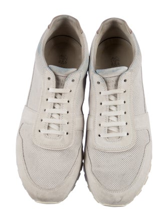 Brunello Cucinelli Suede Colorblock Pattern Sneakers