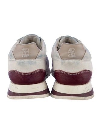 Brunello Cucinelli Suede Colorblock Pattern Sneakers